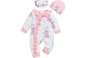 DORESBEBE Newborn Baby Girl Clothes Infant Floral Print One-Piece Romper+Jumpsuit+Bodysuit+Hat+Headband