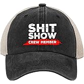 Baseball Cap Shit Show Crew Member Baseball Cap for Women Graphic Denim Hats Adjustable