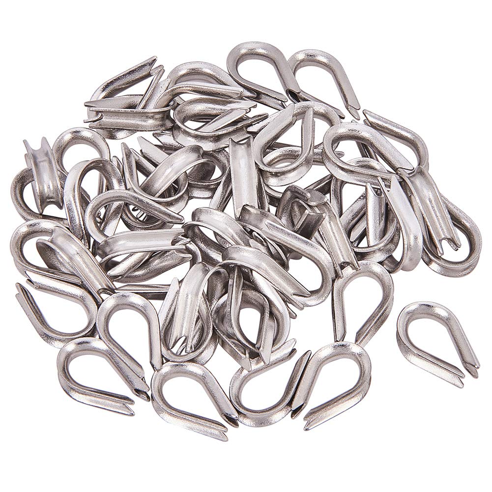 INCREWAY 50pcs M2 Stainless Steel Thimble for 3/32"- 1/16" Diameter Wire Rope Cable Thimbles Rigging