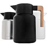 Hastings Collective Thermal Coffee Carafe 50 Oz - Large Stainless Steel Insulated Carafe - 1.5 Liter Double Walled Vacuum Thermos Coffee and Beverage Dispenser with Tea Infuser and Strainer (Black)