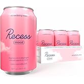 Recess Mood Calm Drink, Strawberry Rose, 12 Pack | Sparkling water with magnesium L-threonate to help you relax and unwind