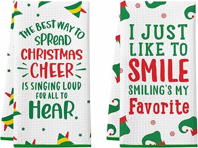 Cheroloven Buddy The Elf Christmas Kitchen Towels 2 Pack Waffle Weave Novelty