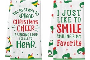 CHEROLOVEN Buddy The Elf Christmas Kitchen Towels, 2 Pack Funny Christmas Dish Towels, Christmas Movie Collection Elf Merchandise Gift, Cute Christmas Kitchen Decorations, Novelty Xmas Gifts for Women Men
