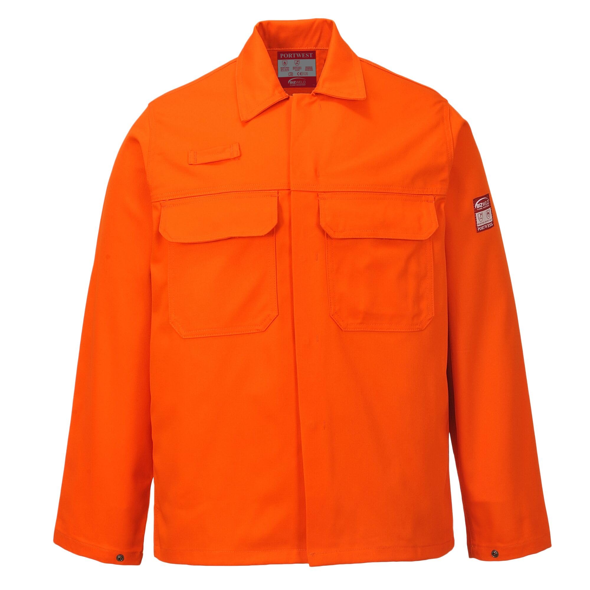Portwest BIZ2 Mens Heat and Flame Resistant Welding Jacket Bizweld FR Protective Work Coat Durable Workwear Orange, XX-Large