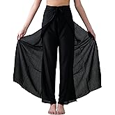 B BANGKOK PANTS Women's Boho Palazzo Pants Wide Leg Yoga Wrap Tie Up Waist