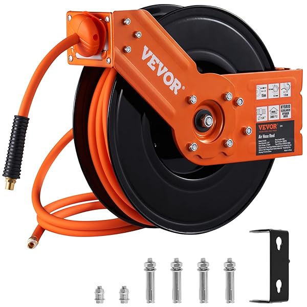 VEVOR RETRACTABLE AIR HOSE REEL, 3/8 IN X...