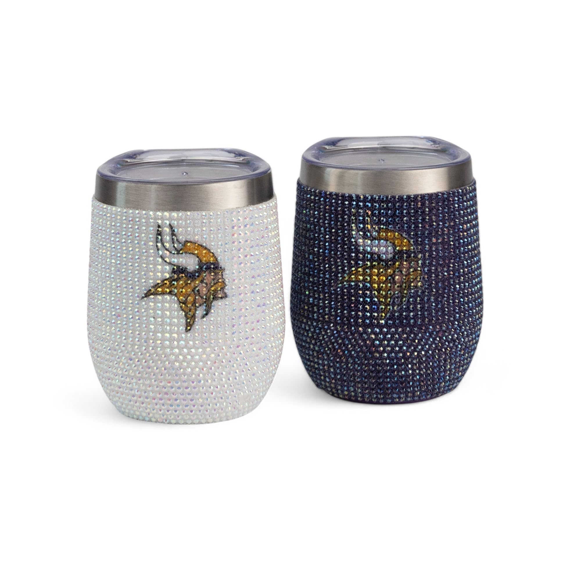 The Memory Company Officially Licensed 2-Pack Bling SS Stemless Wine Tumblers, Minnesota Vikings