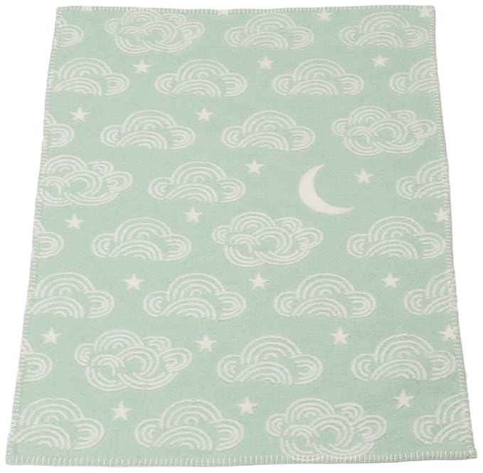 David Fussenegger Finn Kinder- und Babydecke Wolken Baumwoll-Mischgewebe Mint 90 x 65 cm