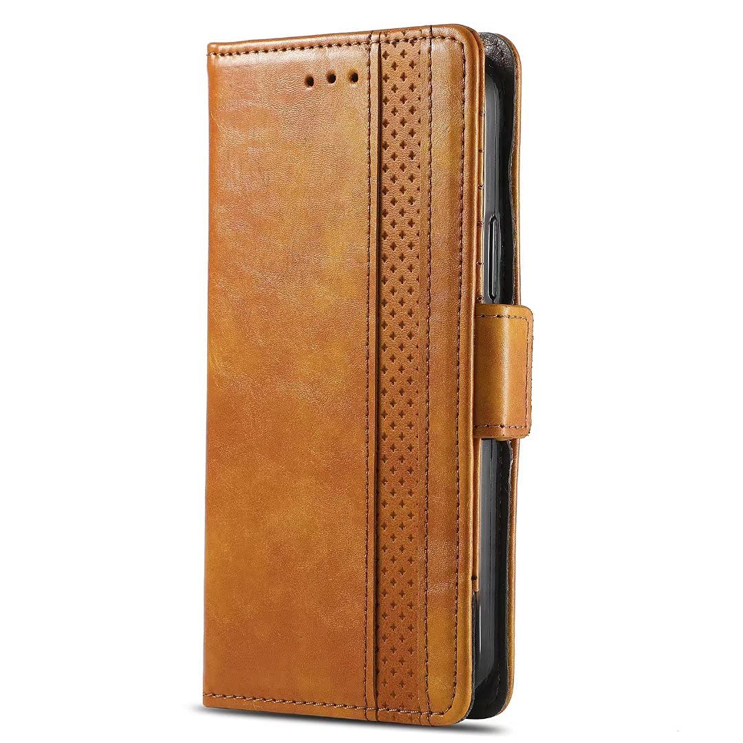 KRjcsfhy for iPhone 15 Pro Case, iPhone 15 Pro Phone Cover, Stylish Book Flip Leather Shockproof Wallet Phone Case for iPhone 15 Pro with Kickstand Credit Card Holder Deep Brown