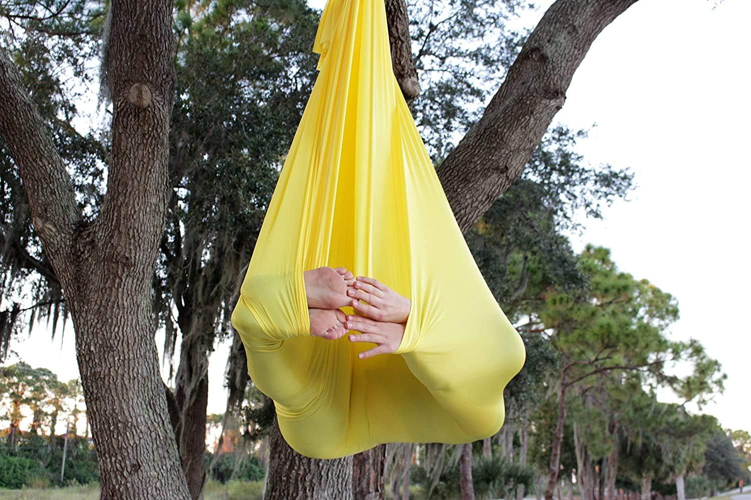 F.Life Aerial Yoga Hammock 5.5 Yards Include Daisy Chain, Carabiner and Pose Guide (Lavendar) : Sports & Outdoors