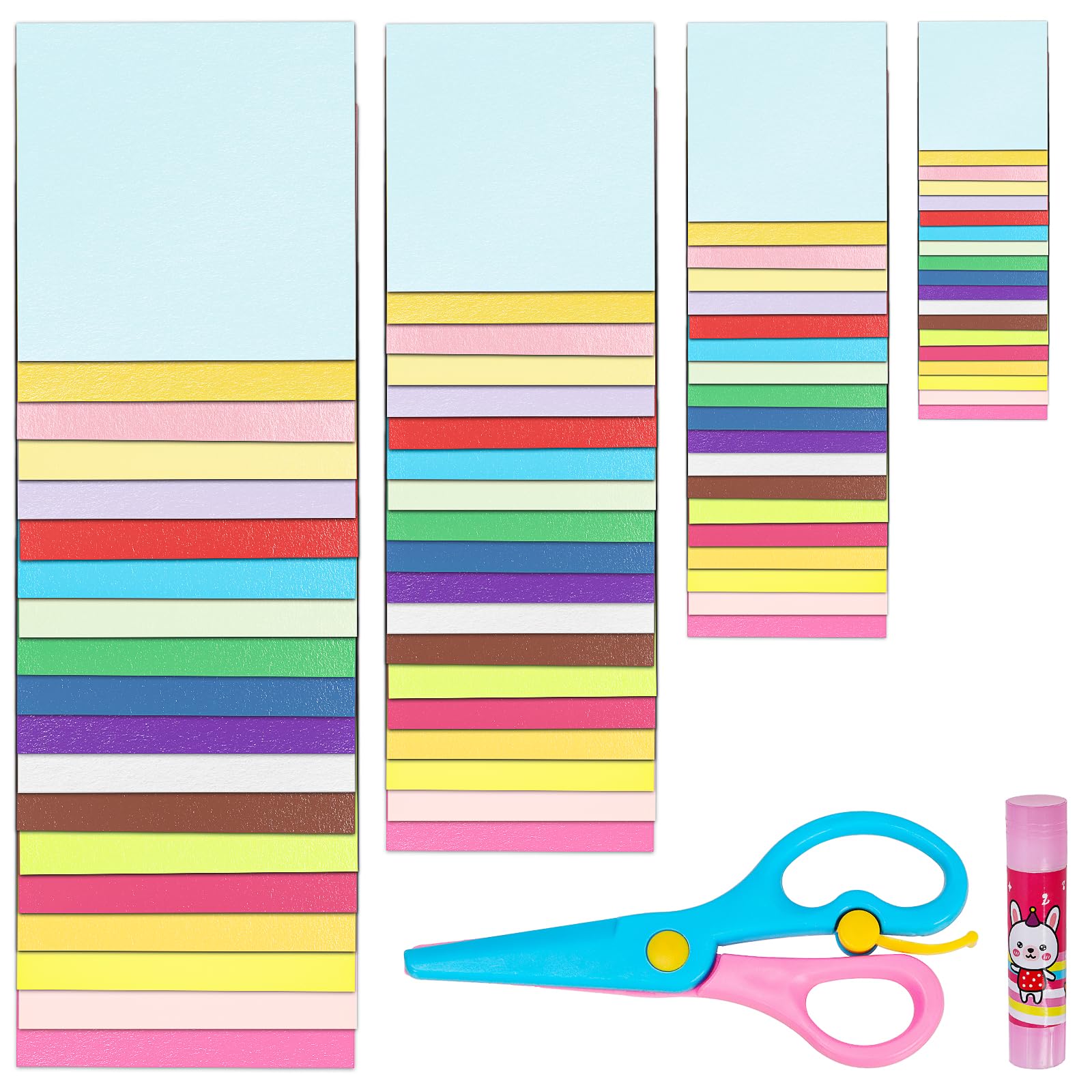 Glarks 400 Sheets Origami Paper Kit, 4In 6In 8In 10In Square Sheet, 20 Vivid Colors Same Color on Both Sides Easy Fold Paper for Crafts & Art, Allow for Easy & Intricate Folding