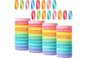 CYCLUSIVE 60 Pieces Students Inspirational Wristbands Rubber Bracelets Fun Motivational Wristbands for Kids Students Back to School Gifts