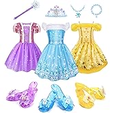 Meland Princess Dress Up for Girls 3-6, Dress Up Clothes with Princess Shoes Toy, Christmas Birthday Gift for Toddlers Girls