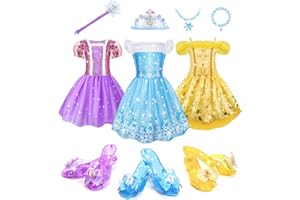 Meland Princess Dress Up for Girls 3-6, Dress Up Clothes with Princess Shoes Toy, Christmas Birthday Gift for Toddlers Girls