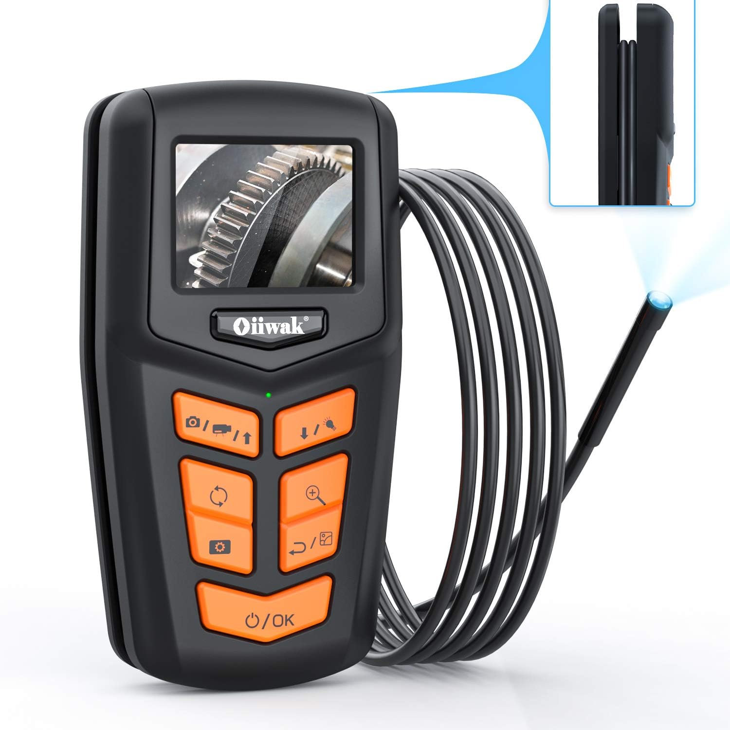 Oiiwak Industrial Endoscope Automotive Borescope Inspection Snake Camera Scope IPS Screen 5.5mm