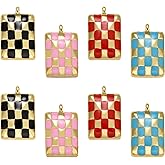 COGCHARGER 8 Pieces Rectangle Brass Enamel Charm Colorful Enamel Charm Real 18K Gold Plated for Jewelry Necklace Bracelet Earring Making Crafts