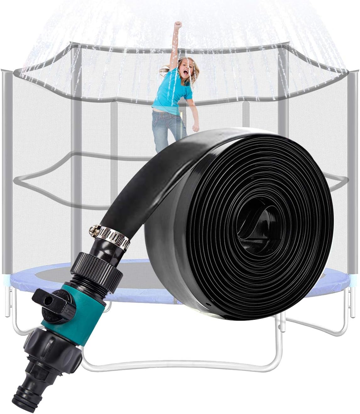EOX Trampoline Sprinkler, 72Ft Trampoline Water Park Sprinkler Hose Water Sprays Trampoline Water Sprinkler for Kids Cool Down Trampoline Playing in Water Summer Outdoor Water Park Game Sprinkler: Toys & Games