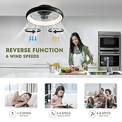 LUDOMIDE Boho Ceiling Fans with Lights, 20" Flush