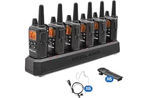 LXT600BBX6 Midland LXT600BBX6 FRS Business Walkie Talkies - Long Range 36-Channel Two-Way Radios with Headsets and Charging Base, NOAA Weather Alerts (6-Pack, Black)