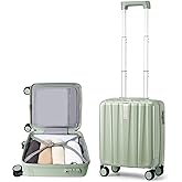 Hanke 14 Inch Underseat Carry On Luggage with Wheels Hard Shell Suitcases Carry On Bag Lightweight Small Mini Suitcase Travel Luggage for Travel(Bamboo Green)