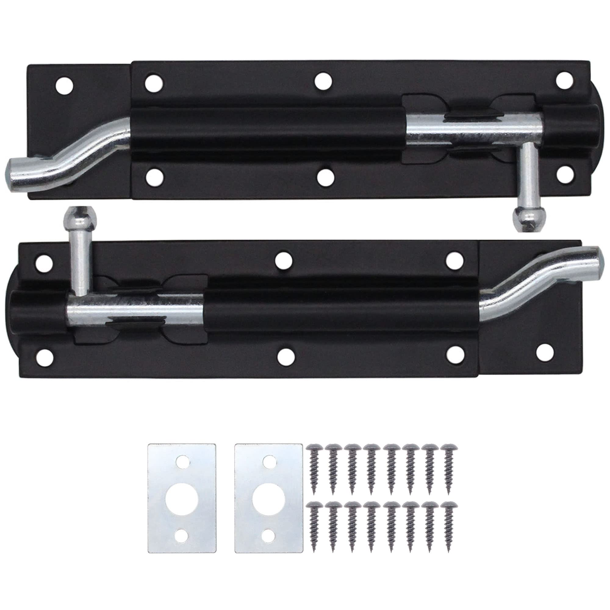 EAI Heavy Duty Necked Tower Bolt | 6 Inch | Black | Fixings Included | Pack of 2