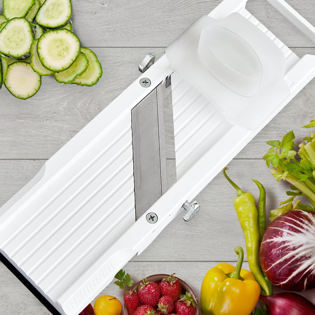 Benriner Mandoline Slicer, with 4 Japanese Stainless Steel Blades, BPA Free, New Model