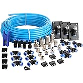 WYNNsky Shop Air Line Kit, 3/8 Inch (9.5MM) OD × 60 Feet Nylon Compressed Air Pipe, 200PSI, Cutter, Tees, Mounting clips, Connectors, 49PCS Garage Air Compressor Accessories Master Kit