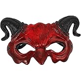 STOBOK Halloween Devil Mask Horror Half Face Mask Scary Horn Ghost Monster Cosplay for Halloween Cosplay Costume Brown