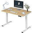 FLEXISPOT E6 Essential 3 Stages Dual Motor Electric Standing Desk 48x30 Inch Whole-Piece Board Height Adjustable Electric Sit Stand Desk(White Frame + Maple Desktop, 2 Packages)