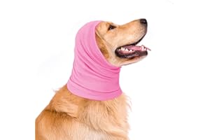 YOYOXINFISH Dog Hat Hoodie, Winter Warm Dog Hat, Ear Wrap, for Anxiety Relief, Soothing, Grooming, Neck Warming Ear Muffs for Dogs (Pink, Large-15.7-22.8 inches)
