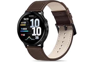 Folavii 22mm Genuine Leather Compatible with Garmin Venu 3 45mm Watch Band/Venu 4 45mm/Venu 2/Vivoactive 4, Quick Release Sof