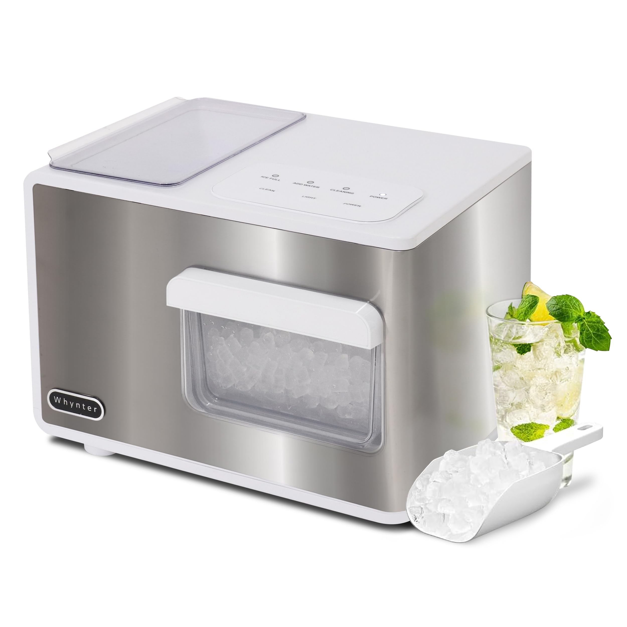Photo 1 of **PARTS ONLY**Whynter Nugget Ice Maker, Countertop Portable Ice Maker, IBX-388WS SonicSnö, Automatic Self-Cleaning with Removable Ice Drawer Compact Ice Maker for Home Bar, 40 lbs/24H, Stainless Steel and White
