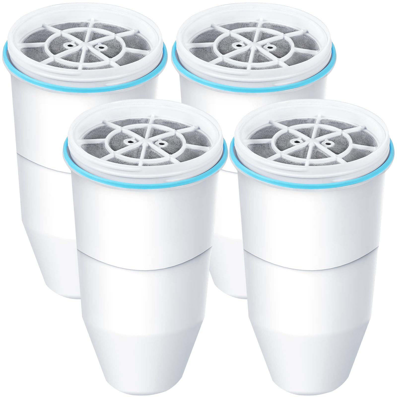 VIPHASES 4 Pack 6-Stage Water Filter Cartridges Replacement for Water Filter Jug ZR-017 ZP-010, Advanced 0 TDS System to Removes 99.99% Lead, Chlorine, Fluoride, PFOA/PFOS, TUV Certified