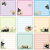 Pajean 9 Pack Black Cat Sticky Note Pads 450 Sheets Cat Stationery Set Cute Sticky Note Notepads Funny Flower Plant Writing Memo Pads Animal Lover Gifts for Office School Home Supplies Desk Decor