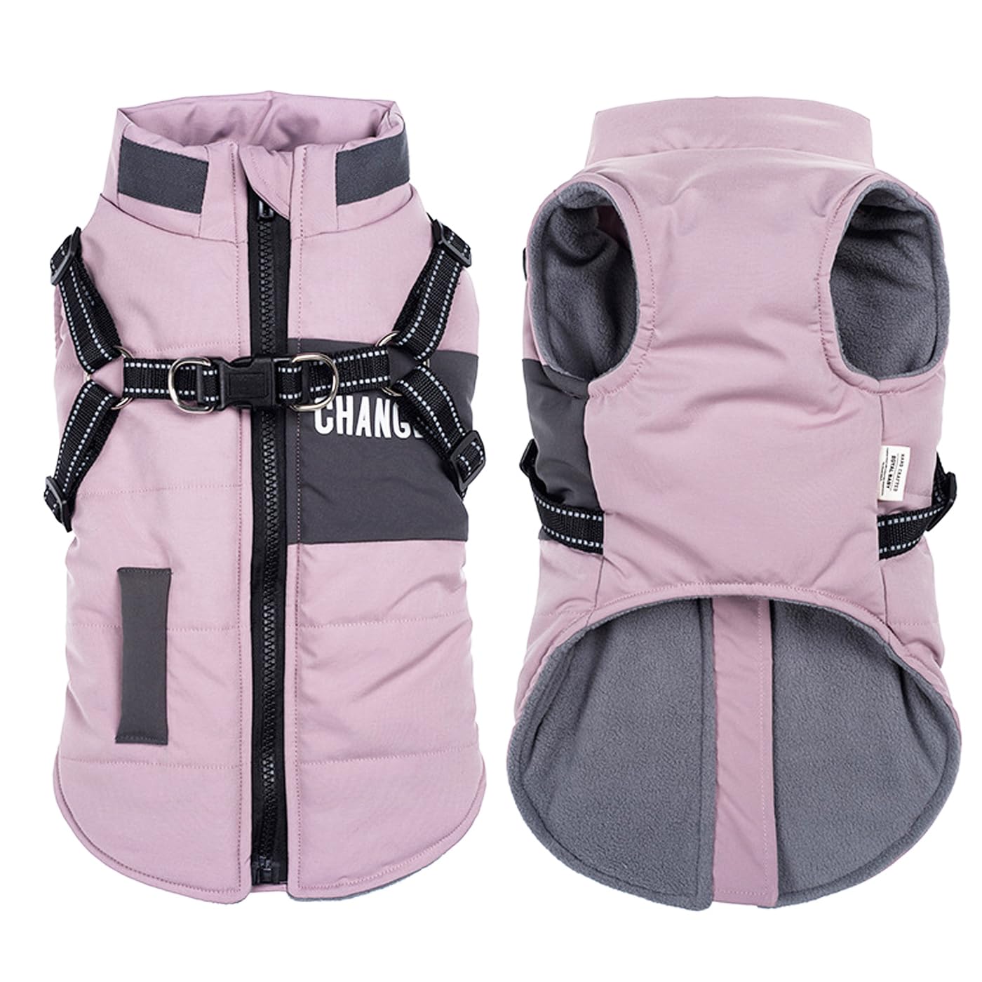 Oslueidy Dog Winter Jackets,Warm Dogs Coats Dogs Clothes Reflective Doggie Apparel Waterproof Puppy Cold Weather Vest with Dog Harness for Small Medium Dogs