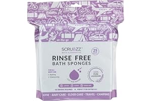 Scrubzz Disposable No Rinse Bathing Wipes - 25 Pack - All-in-1 Single Use Shower Wipes, Simply Dampen, Lather, and Dry Without Shampoo or Rinsing (Lavender, 1-Pack)