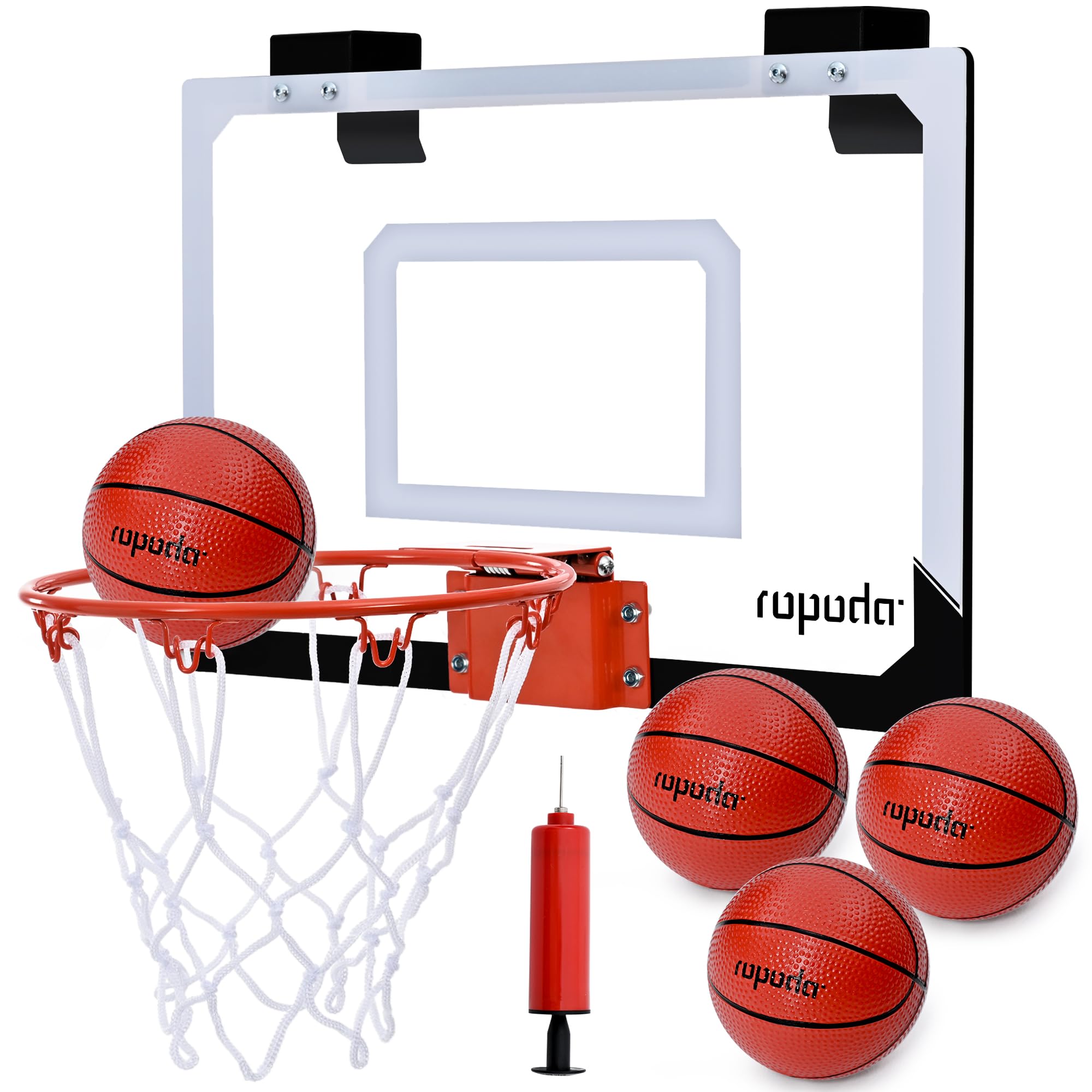 Photo 1 of ropoda Mini Basketball Hoop, Indoor Basketball Hoop for Kids, Mini Hoop with 4 Balls Over The Door Basketball Hoop 17"×12" Shatter Resistant Backboard - Complete Accessories Included