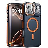 Magnetic 3 in 1 for iPhone 17 Pro Max Case, [Omni-Directional Protection] with 1x Screen Protector + 1x Camera Cover, [Seamless Work with Magsafe] Protective Case for iPhone 17 Pro Max Cosmic Orange