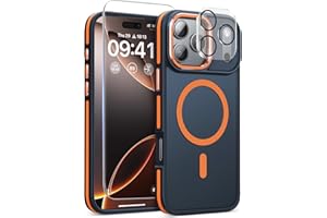 DOMAVER Magnetic 3 in 1 for iPhone 17 Pro Max Case, [Omni-Directional Protection] with 1x Screen Protector + 1x Camera Cover, [Seamless Work with Magsafe] Protective Case for iPhone 17 Pro Max Cosmic Orange