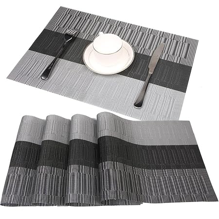 PVC Platzsets Bambus Famibay Stoff Tischsets Waschbar 4er Set Rutschfest Platzdeckchen Kunststoff Tischmatten