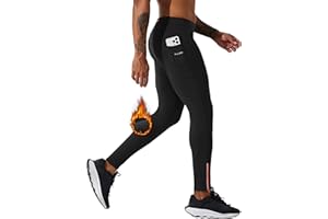 Willit Men's Fleece Running Leggings Cold Weather Gear Winter Cycling Tights Pants Water Resistant Zipper Pockets