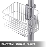 VEVOR Adjustable Height Lab Medical Cart Rolling Trolley w/ Basket 33lbs view 4