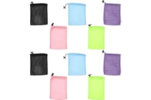 PENIKOKO 10pcs Small Nylon Mesh Drawstring Bags Set, Colorful Travel Pouches for Organizer, Laundry, Gym