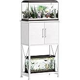 Herture 5-10 Gallon Fish Tank Stand, Metal Double Aquarium Stand with Cabinet for Fish Tank Accessories Storage, Heavy Duty 2