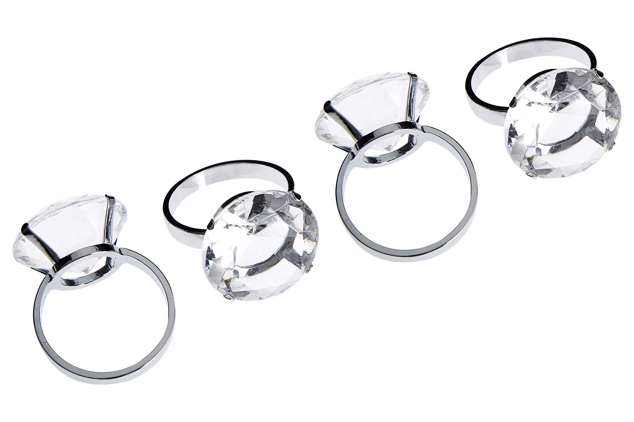 Premier Housewares 1403755 Napkin Holder Set Of 4 Napkin Rings Metal Ring Clear Napkin Ring Chrome Finish Christmas Diamante Shape Napkin Rings 6 x 4 x 5
