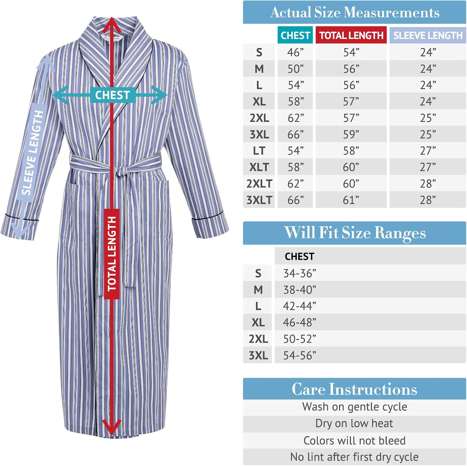 Alexander Del Rossa Mens Cotton Robe, Lightweight Woven Bathrobe at  Men’s Clothing store