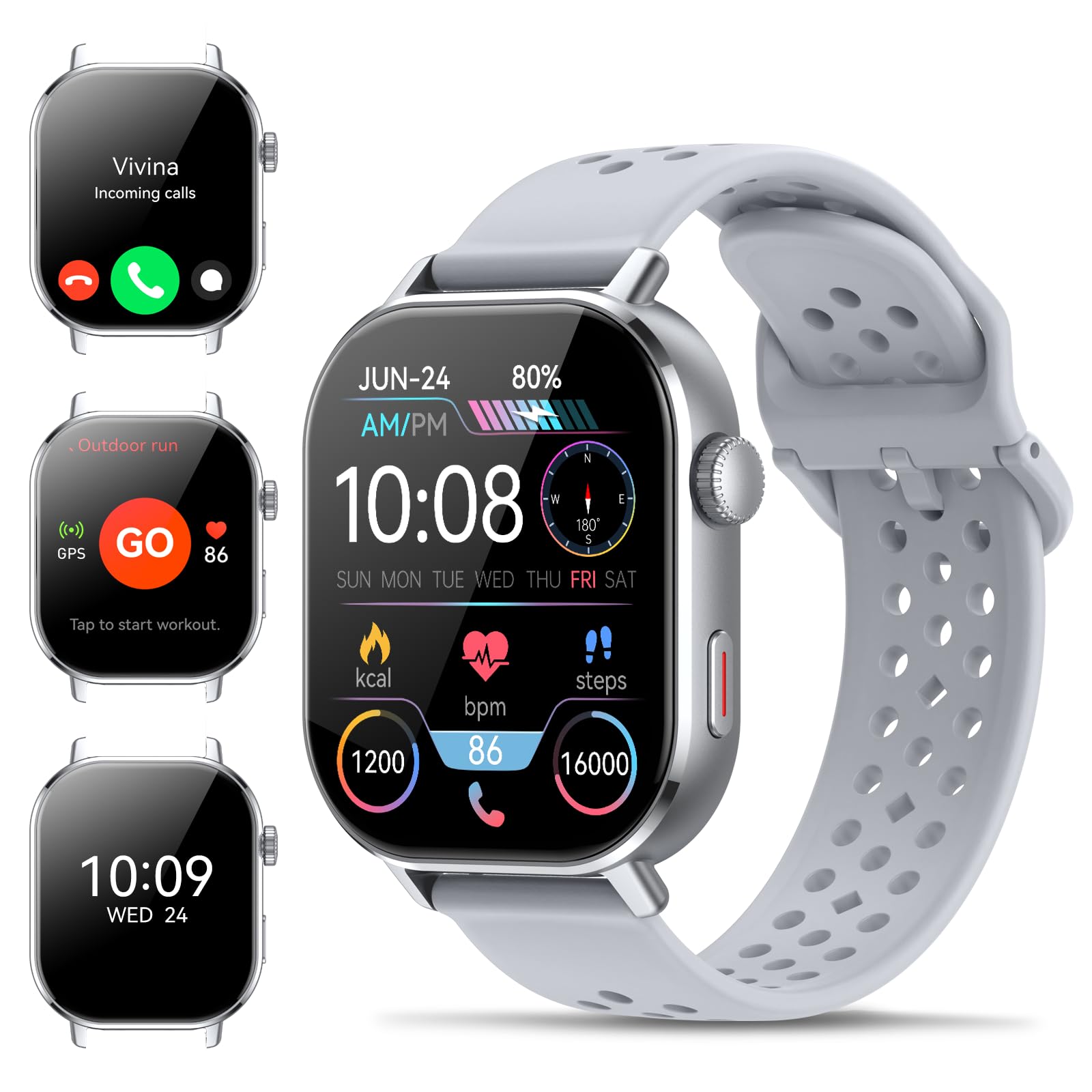 Photo 1 of Smart Watch(Answer/Make Call), Smartwatch GPS 2.06"HD AMOLED Display, 5 ATM Water-Resistance, Heart Rate Sleep Monitor, Compass, Altitude, Barometer, 110+ Sports Modes, Fitness Watch for Android/iOS