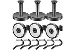 Neosmuk Magnetic Wreath Hanger,170 lb Heavy Duty Magnet Hook,Steel-Tube Base,No-Drill Door Wreath Hanger for Metal Doors/Walls, Cruise Cabin Door Hook, Aluminum Handle,Black,6 Pack