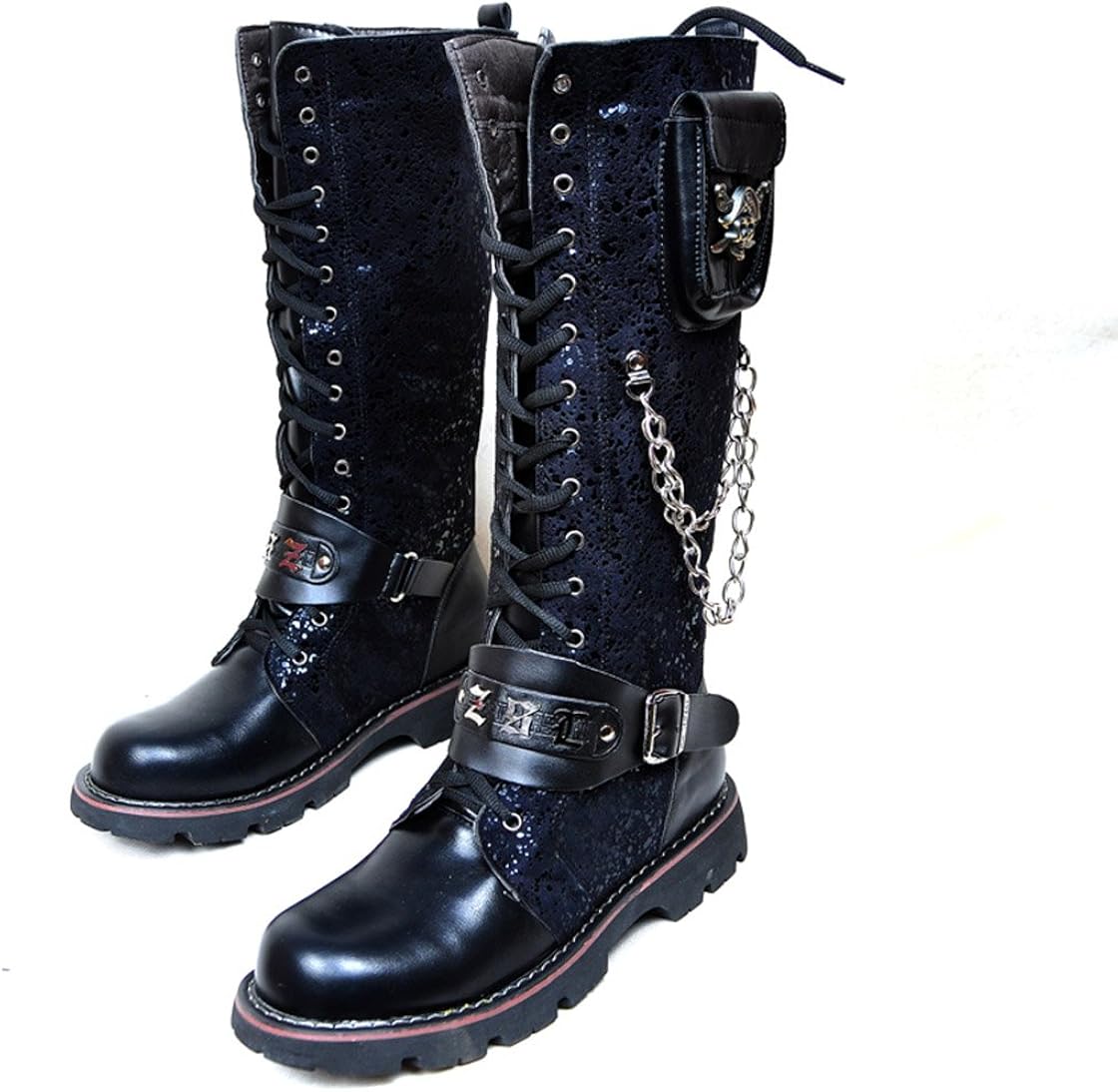 Amazon Cnstone コスプレ靴 コスプレブーツ メンズ ブーツ ロングブーツ レースアップ Punk パンク靴 ビジュアル系 ヴィジュアル系 V系 ロック ゴシック ヒップホップ ストリート系 ファッション メンズ レディース Cnstone ブーツ