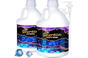 Bsrezn 1 Gallon Epoxy Resin Kit, Crystal Clear Hard Casting Resin and Curing Agent Hardener Resina Epoxica Transparente 2 Part Resin Art Supplies for Bar Table top Countertop Craft-Anti Yellowing 1:1